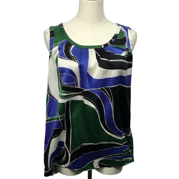 💙 Liz Claiborne 100% Silk Abstract Tank Top (S) 💙 - Picture 1 of 4